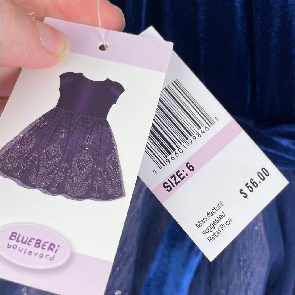 Blueberi Boulevard Blue Velvet Dress Sparkle Skirt - Picture 11 of 11
